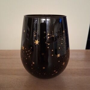 Seeing Stars" wine glass. Black Gold Zodiac. 16 Oz